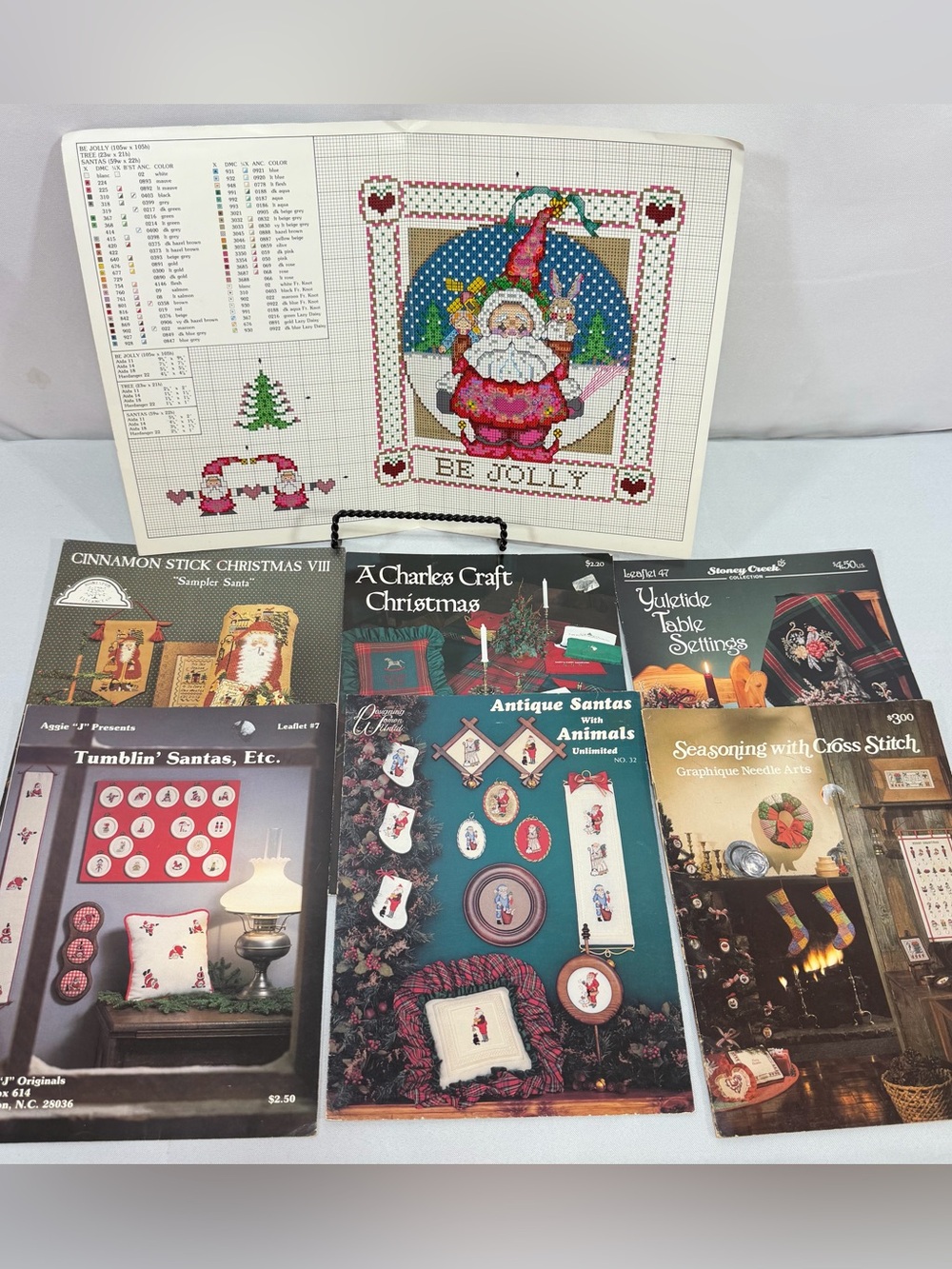 Christmas Santa Cross Stitch Patterns Lot Assorted Leaflets Seasonal Decor 7 Pcs